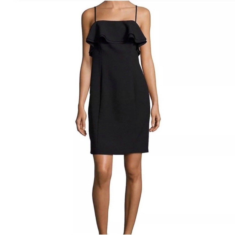 Karl Lagerfield Women's Black Ruffle Sleeveless Mini Dress Size 6